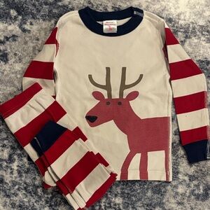 Hanna Andersson Red and Cream Reindeer Pajama Set